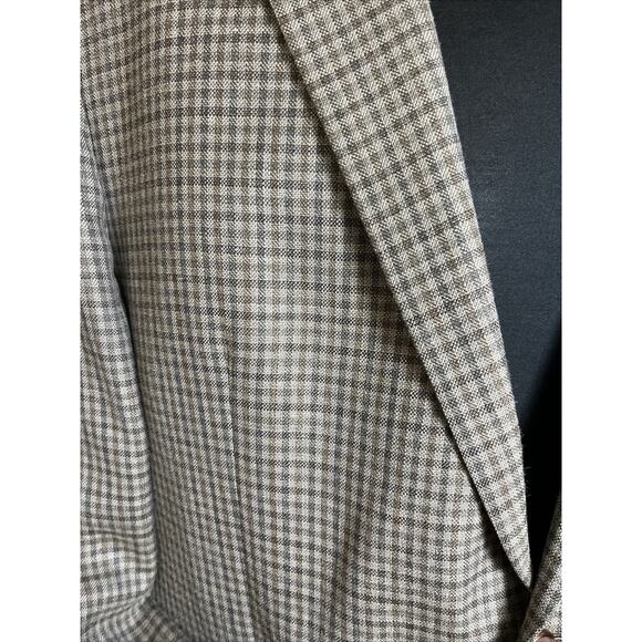 Lauren‎ Ralph Lauren Brown Grey Gingham Check 2 Button Blazer 46L - Picture 2 of 9